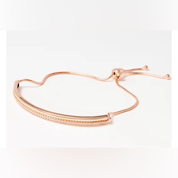 NEW - Diamonique x Kathy Levine Milano Pave Bolo Bracelet, Sterling Silver. Rose - Picture 2 of 5